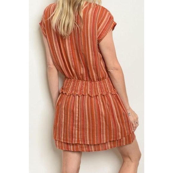 MultiColor Striped V-Neck Dress - Picture 2 of 3